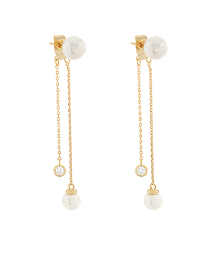 End Pearl & CZ Chain Earrings