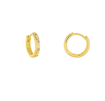 CZ Station Hoop Stud Earrings