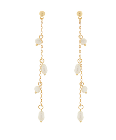 Pearl Dangle Linear Drop Earrings