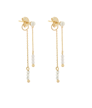 End Pearl & Bead Chain Earrings