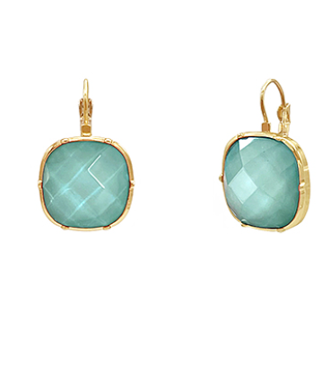 Faceted Stone French Clip Earrings