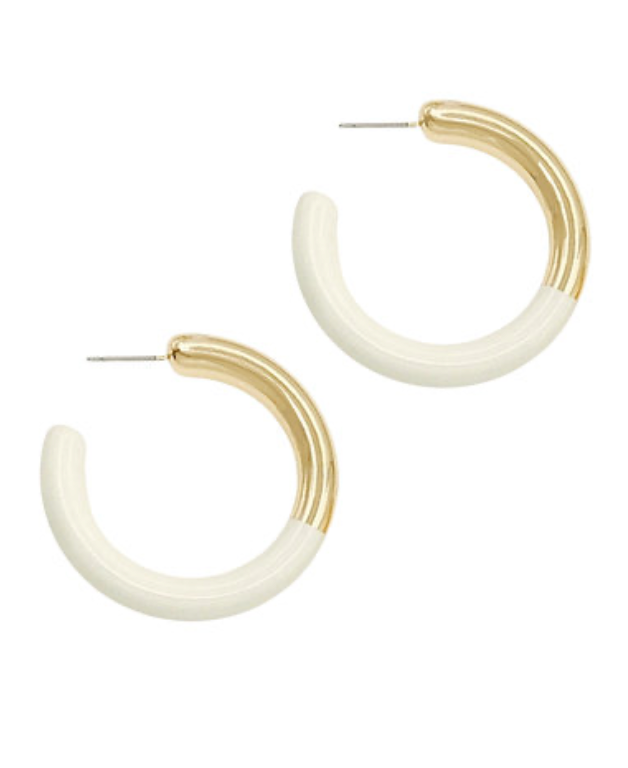 Half Color Coated Hoop Earrings