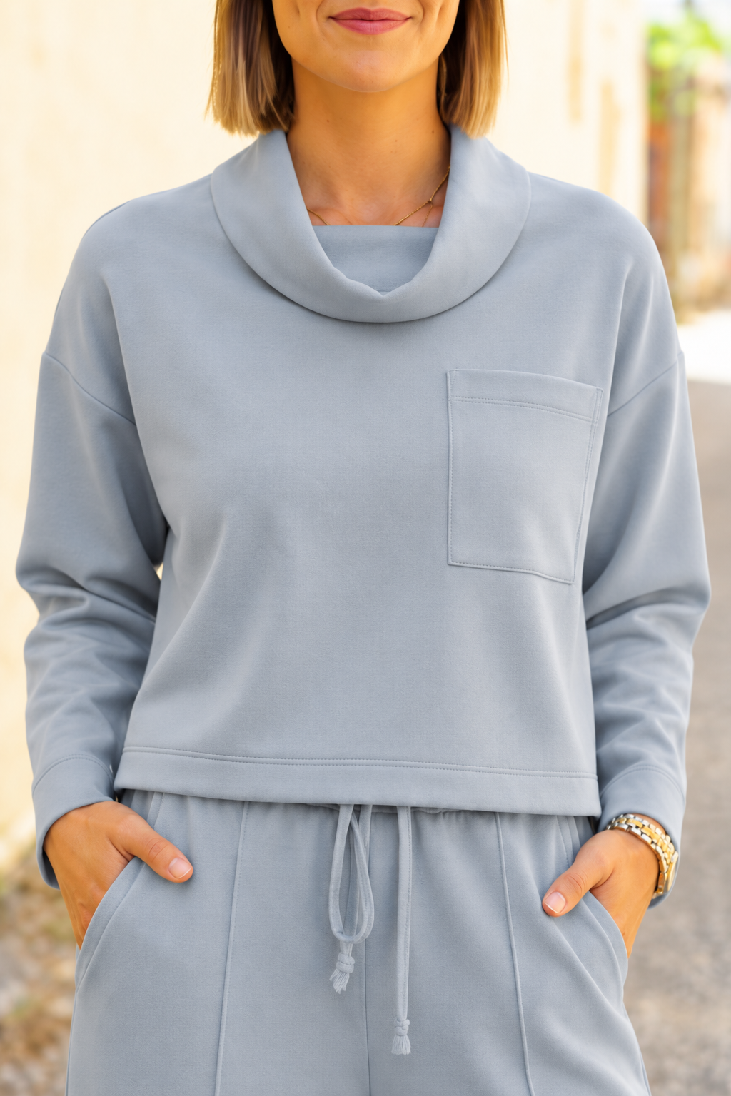 The Donna Top in Dusty Blue