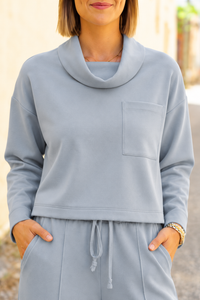 The Donna Top in Dusty Blue