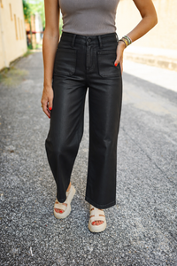 Vervet: High Rise Coated Wide Leg Pant