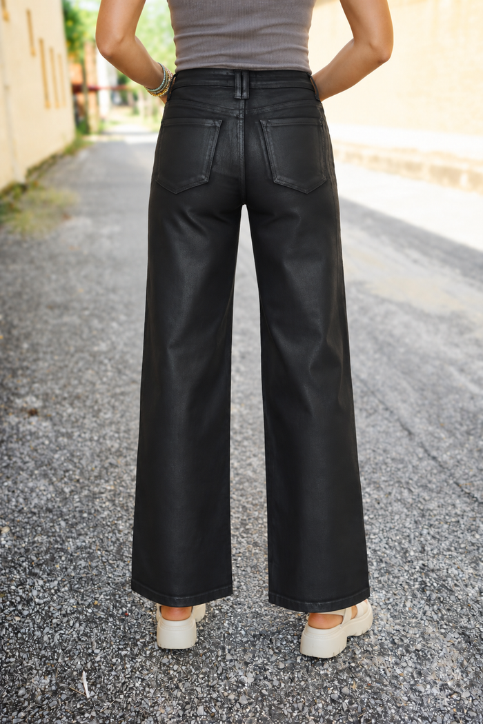 Vervet: High Rise Coated Wide Leg Pant