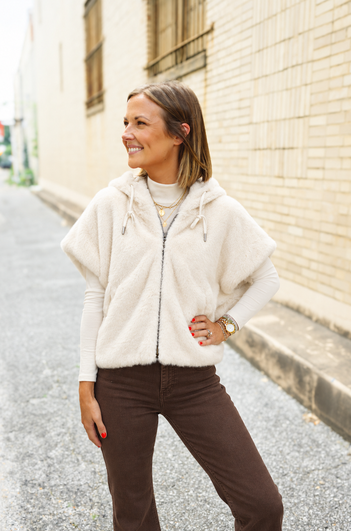 The Emmeline Hoodie Vest in Cream