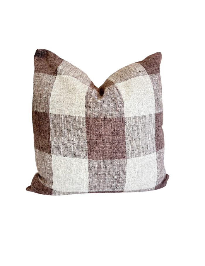 Check Please Brown Pillow