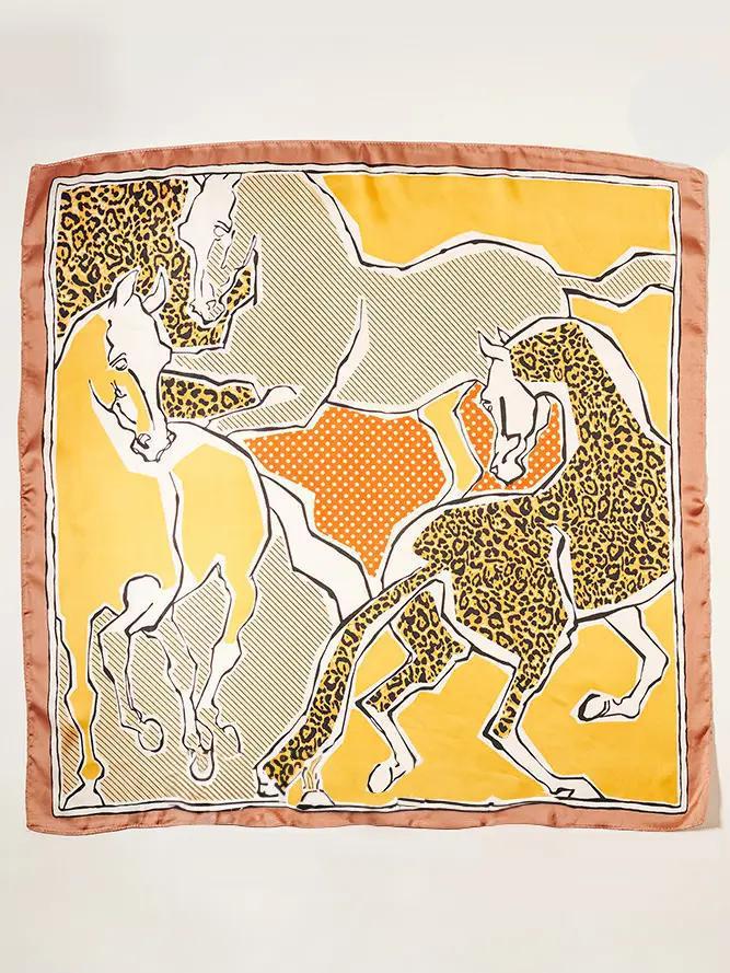 Horse Illust Print Scarf