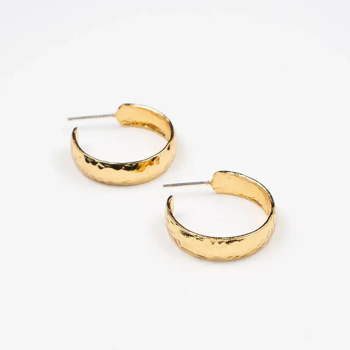 24K Gold Hammered Hoops