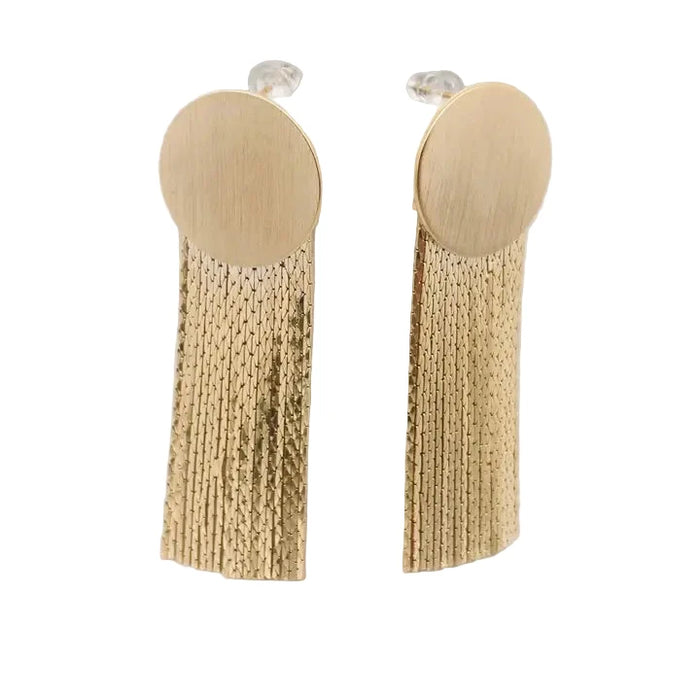 18K Gold-Plated Chain Design Tassel Post Earrings