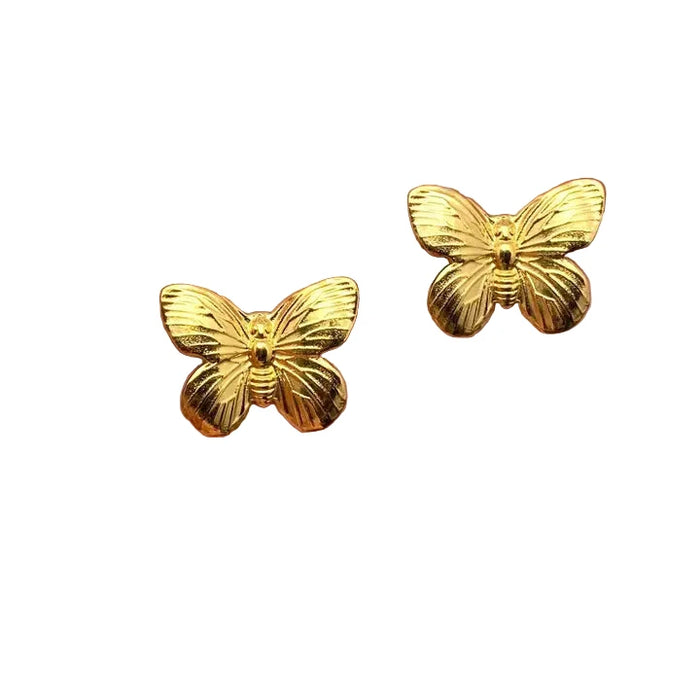 18K Gold Plated Stainless Steel Butterfly Ear Studs