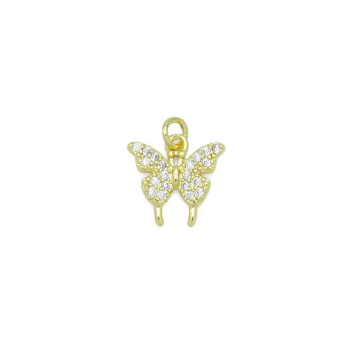 Cute Cz Gold Butterfly Charm Pendant