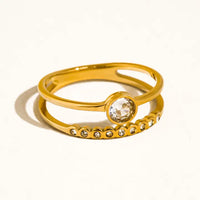 Roséa 18K Gold Non-Tarnish Stack Stone Ring