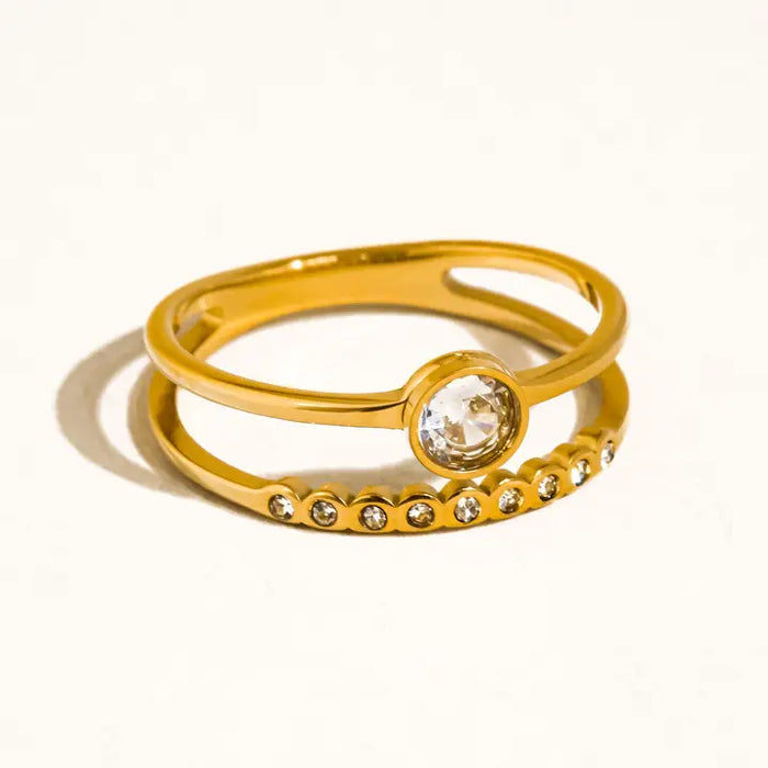 Roséa 18K Gold Non-Tarnish Stack Stone Ring