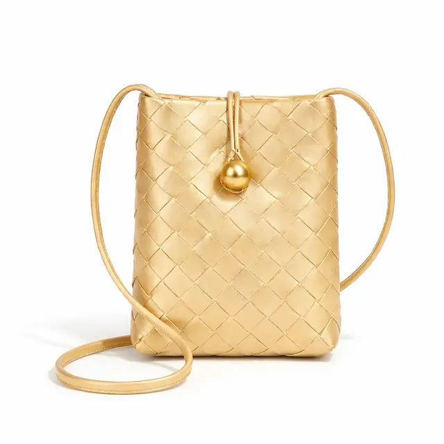 Small Woven Crossbody Bag Gold