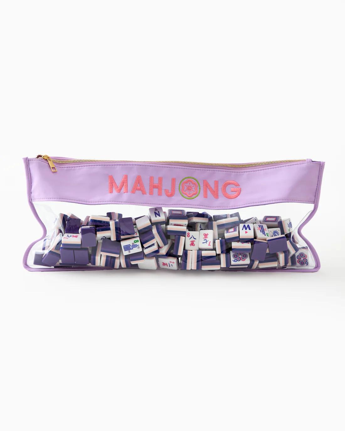 Lilac Stitched Mahjong Bag