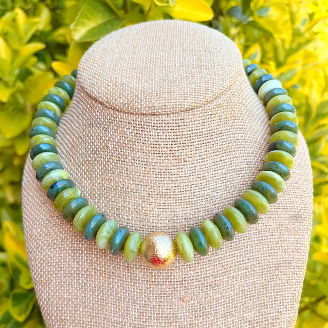 Katie Collective Shades of Green Rondelle Necklace