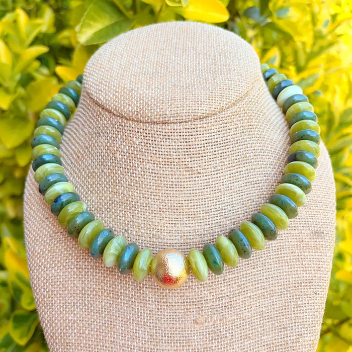 Katie Kollective Shades of Green Rondelle Necklace