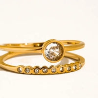 Roséa 18K Gold Non-Tarnish Stack Stone Ring