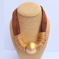 Katie Kollective Gold Mesh Metal Ball + Rings Necklace