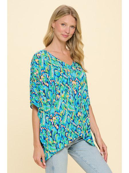 The Sweet Santi Top in Tribal Blue-FINAL SALE-