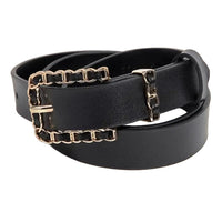 Chain Braid Buckle Leather Belt