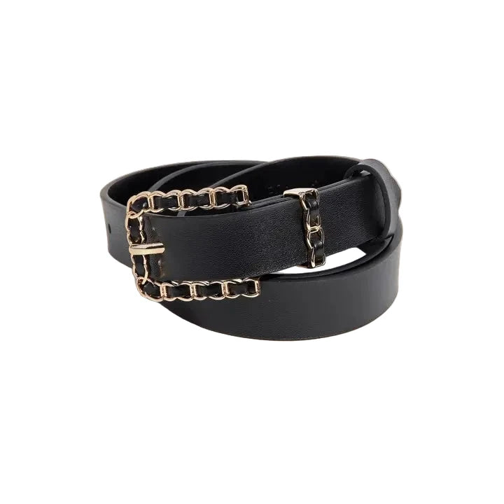 Chain Braid Buckle Leather Belt