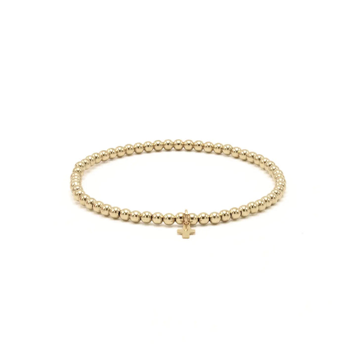 Erin Gray 3mm Gold Filled Karma Waterproof Bracelet with Luxe Cross