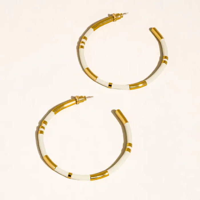 Dallin 18K Gold Large Enamel C-Hoop Earring