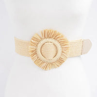 Raffia Faux Straw Elastic Belt
