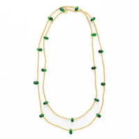 Portia Brass Necklace with Glass Beads Green