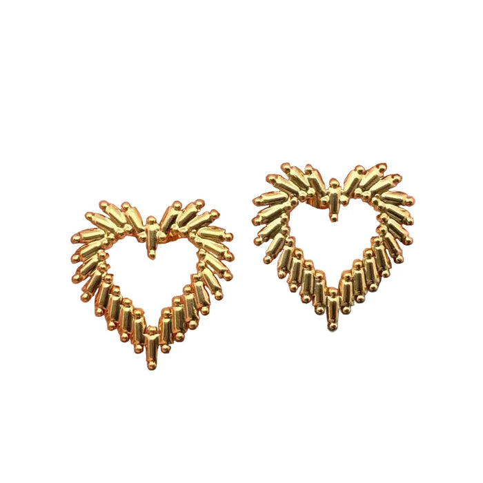 18K Gold-Plated Stainless Steel Hollow Heart Earrings