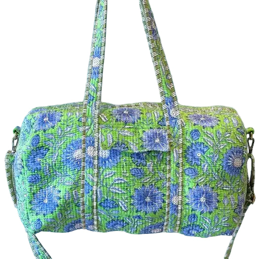 NG Alice Green and Blue Floral Duffel Bag