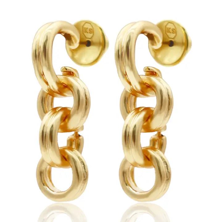 Karine Sultan: Rounded Chain Drop Earrings - 24K Gold Plated