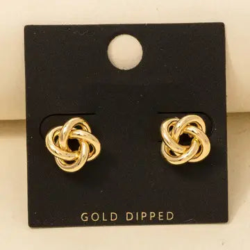 Gold Dipped Knotted Stud Earrings