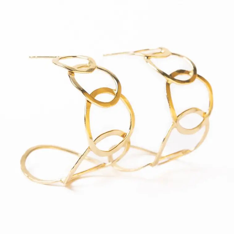 Lindsey Overlapping Chain Link Hoop Earrings Brass