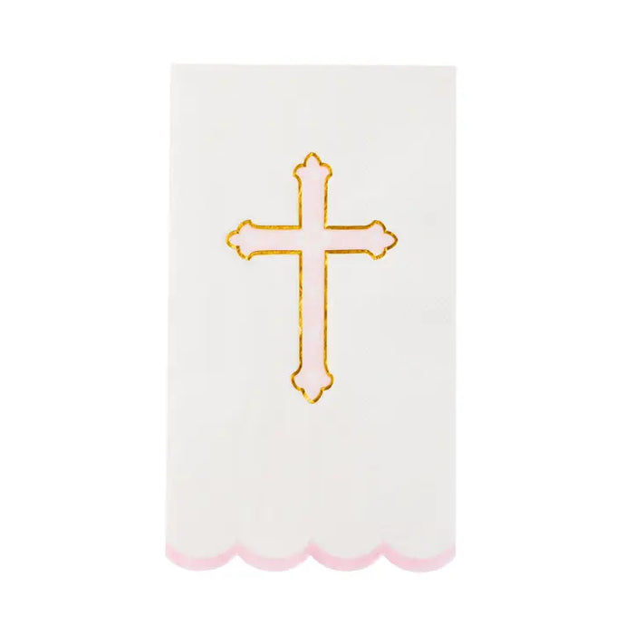 Petal Pink Cross Guest Towels