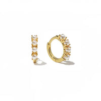 18K Gold Pearl Huggies