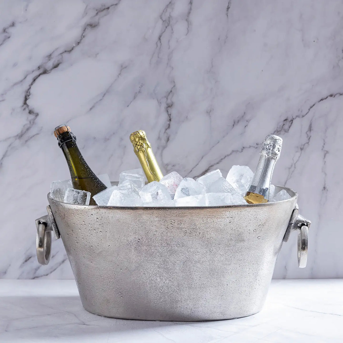 Oval Alum. Wine Bucket/Planter - Raw Nickel