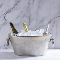 Oval Alum. Wine Bucket/Planter - Raw Nickel