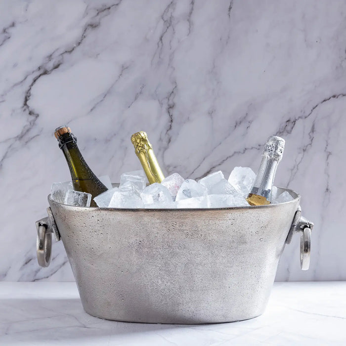 Oval Alum. Wine Bucket/Planter - Raw Nickel