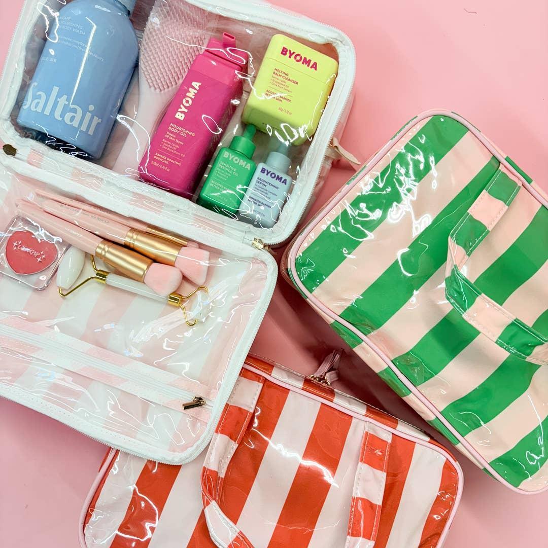 Striped Travel Cosmetic Case