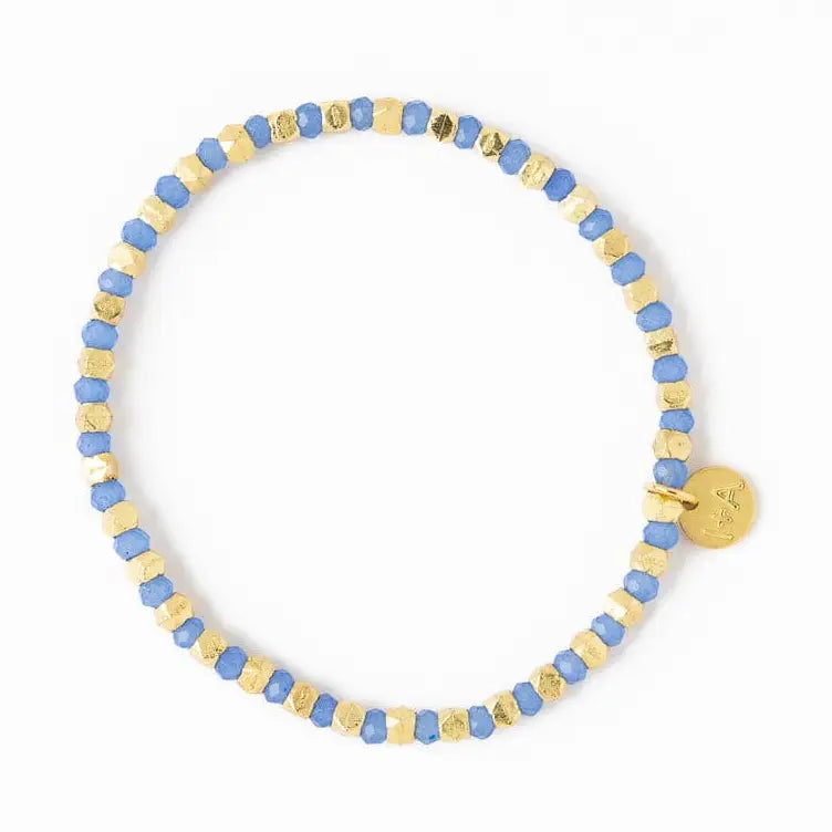 Louise Crystal Stretch Bracelet Blue + Gold