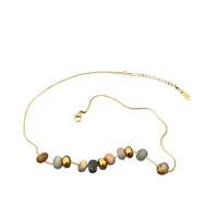 Natural Stone Beaded Charm 18K Gold Plated Necklace