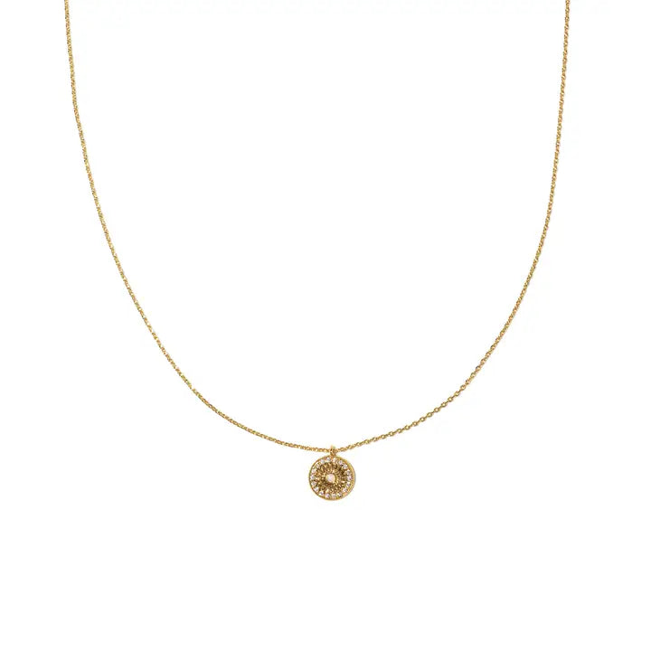 18K Gold Sun Opal Pendant Necklace