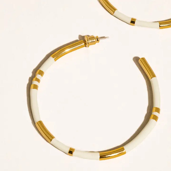 Dallin 18K Gold Large Enamel C-Hoop Earring