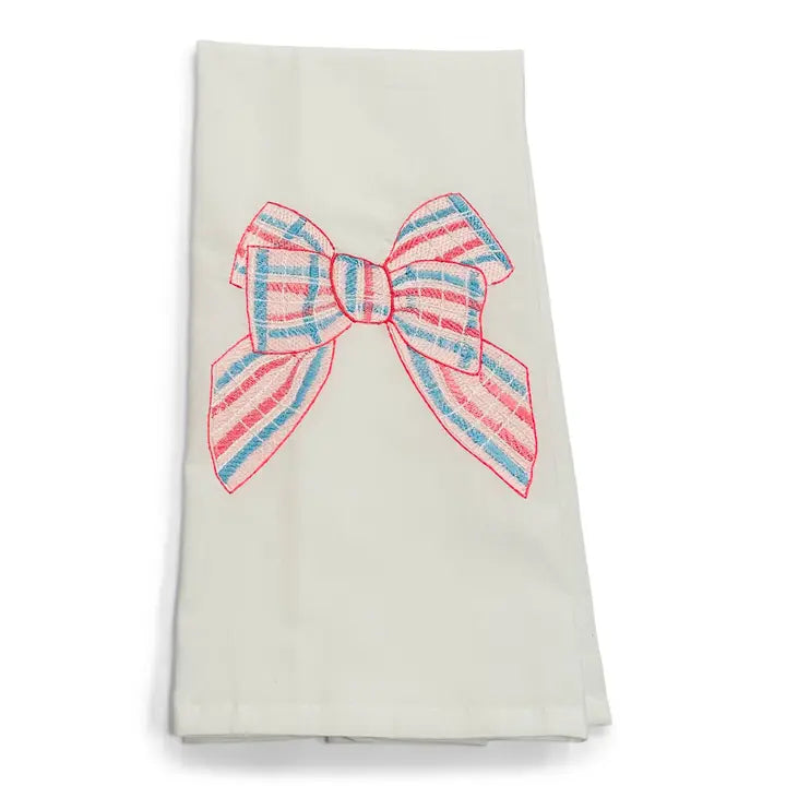 Pink Preppy Bow Tea Towel