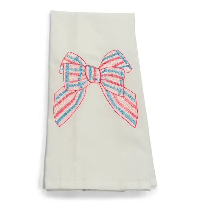 Pink Preppy Bow Tea Towel