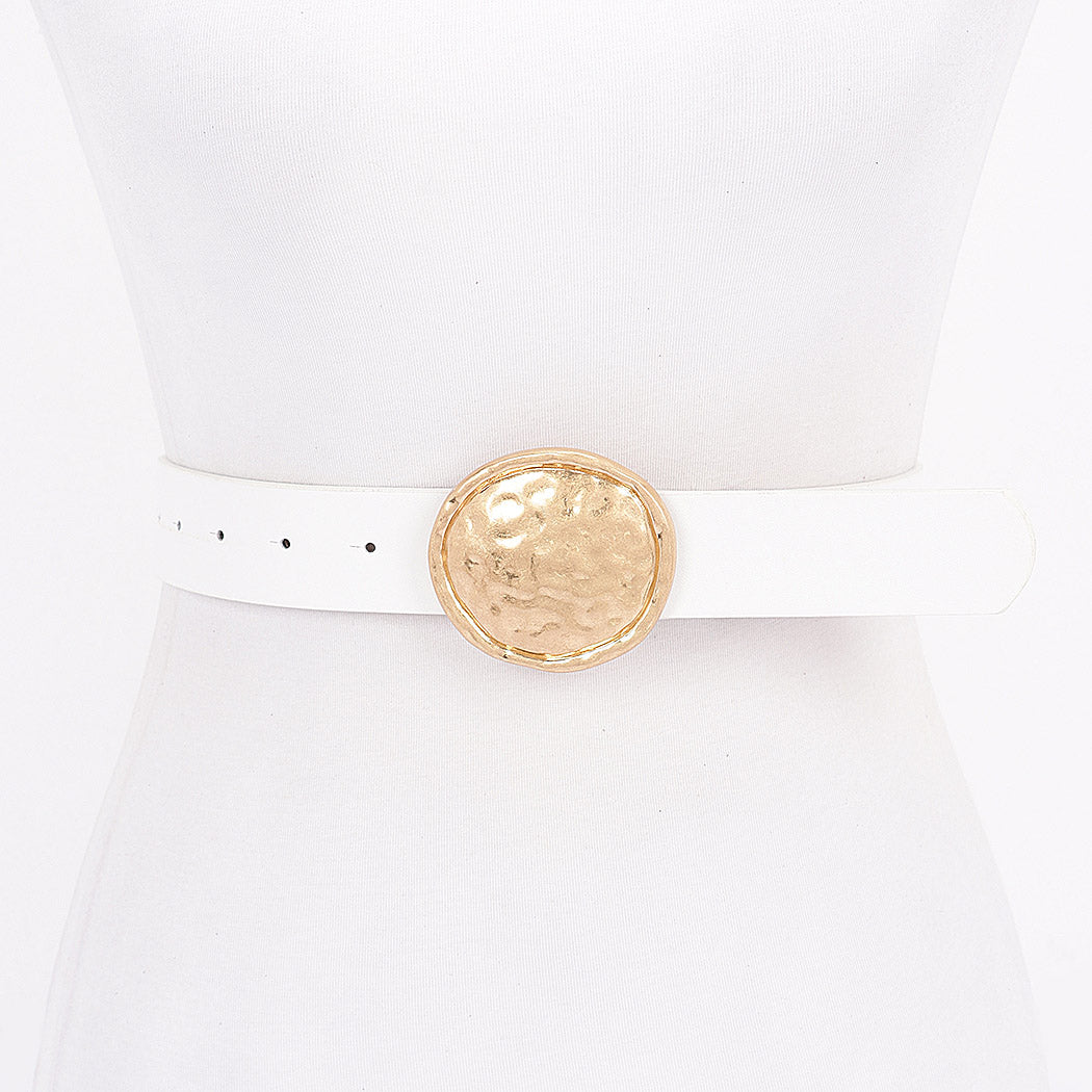 White Metal Buckle Pu Belt